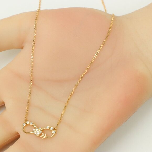 Delicate Rose Gold Infinity Pendant Necklace for Women, XPNL0218 - Picture 4 of 12